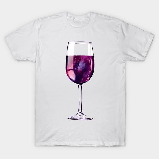 Wine Lover Galaxy Glass T-Shirt by polliadesign